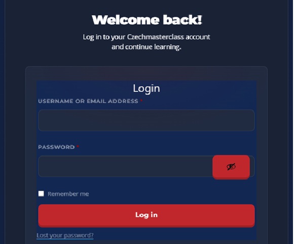 Login page where you enter the email and password from your inbox